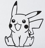 POKEMON ANIME PIKACHU SITING VINYL STICKERS SYMBOL 5.5" DECORATIVE DIE CUT DECAL FOR CARS TABLETS LAPTOPS SKATEBOARD - BLACK