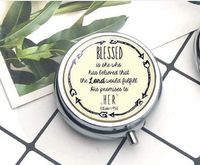 Compact 3 Compartment Medicine Case, Pill Box for Pocket or Purse Pill Box Decorative Pill Case with Gift Box Large Blessed Christian