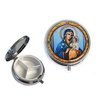 Religious Gifts Madonna and Child Saint Mary Icon Pill Box Organizer 2 Inch