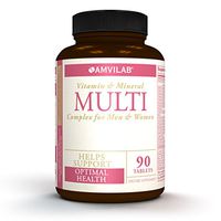 Amvilab Multi - Daily Multivitamin Complex for Women and Man, with All Essential Vitamins, Herbal Ingredients, Mineral, Enzymes & Probiotic. One Month Supply.