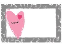 Pack Of 50, Love Contemporary Heart Enclosure Card 3-1/2" x 2-1/4" Made In USA