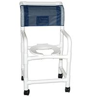 MJM International 118-3TW-FS-F Standard Shower Chair with Flared Stability and Flat Stock Seat, 300 oz Capacity, 40.5" Height x 26" Width x 28" Depth, Royal Blue/Forest Green/Mauve