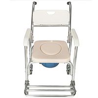 Kanizz Elder Handicapped Medical Wheelchair Transport Shower Bedside Commode Wheelchair Medical Toilet Chair with Padded Seat