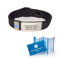 QuickClip Medical Alert ID Bracelet. Custom Engraved and Free Shipping - Black