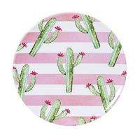 Darice Striped Pink & White Cacti Plate: 7.25 inches