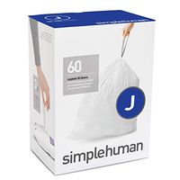 simplehuman Code J Custom Fit Drawstring Trash Bags, 30-45Liter / 8-12 Gallon, 3 Refill Packs (60 Count)