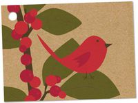 Red Bird Berries Theme Gift Cards3-3/4x2-3/4" (30 unit, 6 pack per unit.)
