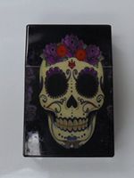 3114-128 - king size -candy skull cigarette case - flip open