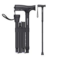 Folding Walking Cane for Men and Women, Lightweight Retractable and Height Adjustable Collapsible Cane for Elderly, Protable Blind Walking Stick with Non-Slip Balancing Mobility Aid T Handles