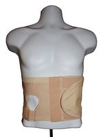 Safe n' Simple Unisex Ostomy Hernia Support Belt with Adjustable Hole, Stoma Hernia Belt, Right Hole, 8", Beige, Small