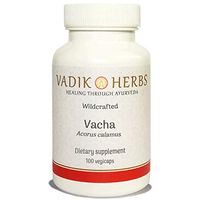 Certified Organic Vadik Herbs Vacha (Rhizome) (Acorus Calamus) Powder 100 Vegicaps | Recommended as a Brain Tonic, which Improves Memory.