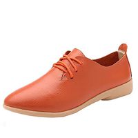 Neartime Women Shoes, Casual Leather Flats Shoes Pointed Toe Lace-up Solid Color Shoes Comfortable Sandals