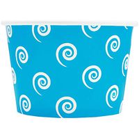 [50 Count] Blue Paper Ice Cream Cups - 8 oz Swirls And Twirls Dessert Bowls Perfect For Yummy Treats! Frozen Dessert Supplies