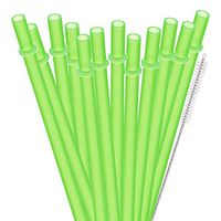 Dakoufish 12 Piece 11 Inch Reusable Plastic Thick Drinking Straws BPA Free Mason Jar Straws Plain Color