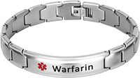 Elegant Surgical Grade Steel Medical Alert ID Bracelet for Men and Women (Men's, Warfarin)