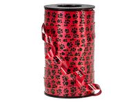 Paw Prints On Red Curling Ribbon 7/16"x250 yds 100% Polypropylene (8 Rolls) - Wraps-CRPAWR