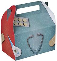 Hammont Paper Treat Boxes - Party Favors Treat Container Cookie Boxes Cute Designs Perfect for Parties and Celebrations 6.25" x 3.75" x 3.5" (10 Pack) (Doctor/Nurse)