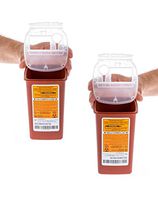 Medline Phlebotomy Sharps Containers Biohazard Needle Disposal 1 Qt Size - 2 Pack