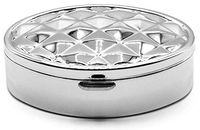 Silver Textured Pattern Oval Pocket Purse Portable Travel Pill Box & Medicine Organizer (2 Compartments)