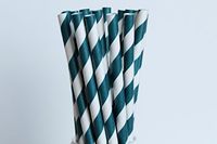 Navy Blue Striped Paper Straws (100)