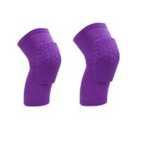 Mynse 2 Pieces Shockproof Ventilation Kneecaps for Football Basketball Running Volleyball Soccer Honeycomb Collision Avoidance Sports Knee Pads Purple
