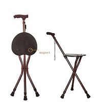 Folding Canes with Seat Walking Stick Height Adjustment Cane Seat 500 Lbs Capacity Frosted Handle with Magnetic Therapy Stone Massage Crutches Stool