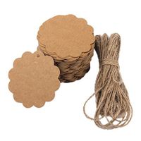 Phenovo 100pcs Paper Blank Card Hand Draw Gift Tags Flower Label Brown