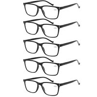 5 Pack Reading Glasses Men Women Spring Hinges Comfortable Glasses for Reading (5 Black, 1.25)