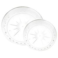 Posh Party Supplies | Sketched Clear Disposable Plastic Dinnerware Combo | 20 Guest Plastic Plate Package | Includes 20 Plastic Dinner Plates & 20 Plastic Dessert Plates