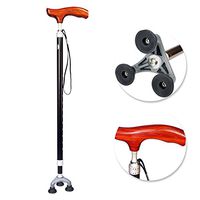 HXZXH Canes for Men and Women Fashionable Walking Cane Stick with Three Prongs Tips Self Standing Heavy Duty Adjustable Light Weight Hand Crutch with T Wooden Handle Aluminum Black