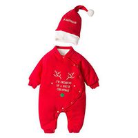 Driuankeji Kids Snowsuit Christmas 2pc Outfit Newborn Infant Baby Winter Warm Jumpsuit Coat + Hat Red