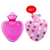 Heart Shape PVC Hot Cold Water Bottle Bag Cover Winter Back Neck Hand Warmer Bag Hot Water Relaxing Heating Bag Small Large 2 Sizes (Color : Pink, Size : 500ml)