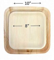 Palm Leaf Plates; All-Natural, Bamboo Style, Organic Disposable Dinnerware-100% Compostable Biodegradable Sustainable Plateware & Serving Platters (8" Square Plate (25))