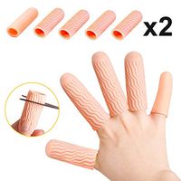  Sumifun Gel Finger Protector, Finger Sleeves Great for Trigger Finger, Finger Arthritis, Cracked Finger，Reduce Foot Pain (Nude, 5 Pairs)