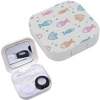 Portable Contact Lens Case Box Travel Kit Mirror + Bottle + Tweezers Container Holder [ Funny Fish ]