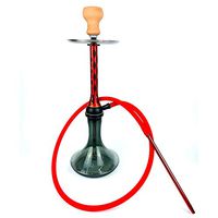 Single Tube Large Hookah Set Complete Hollowing Deluxe Aluminum Alloy 62Cm Full Suit Break Resistant Silicone Hose Hookah,Red