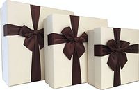Cypress Lane Square Rigid Gift Box with Ribbon, 11 inches, a Nested Set of 3 (White)