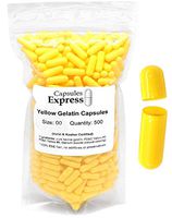 Capsules Express- Size 00 Yellow Empty Gelatin Capsules 500 Count - Kosher and Halal Certified - Gluten-Free Pure Bovine Gelatin Pill Capsule - DIY Powder Filling