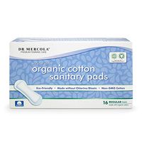 Dr. Mercola Sanitary Pads with Organic Cotton (16 per Box), GOTS Certified Organic Cotton