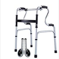 Fancyart Elderly Walker Cane Stool, with Aluminum Alloy 2 Wheel Assistive Tools for The Elderly, Helping Disabled Elderly People to Go Out