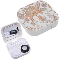 Portable Contact Lens Case Box Travel Kit Mirror + Bottle + Tweezers Container Holder [ Fantasy Flowers Natural ]
