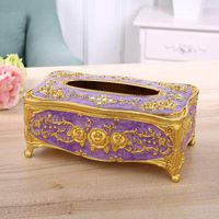 T-ZJHC Tray Paper Creative Living Room Home Restaurant Table Simple Storage Box European Simple European Paper Box, Gold Purple