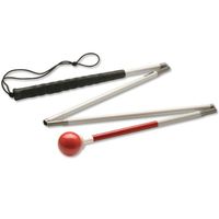 Ambutech Alum. 4-Sec. Folding Cane- Red Ball-52-in