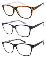 FaceWear 3 Pairs Spring Hinges Vintage Reading Glasses for Men Women Pattern Design Readers CZR1104(+1.25)