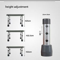Bath Stools Aluminum Alloy Elderly Children Multi-Function Anti-Skid Adjustable Height Square, Gray