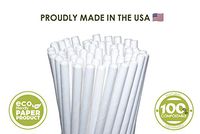 [500 COUNT] Made in USA Uncoated Eco Friendly Compostable White Paper Straws - Harvestraw Treestraw 7.75" Unwrapped Standard Jumbo environmental disposable drinking straw marine degradable…