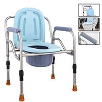 GHzzY 3 in 1 Foldable Toilet Chair with Pail & Armrests - Portable Shower Chair for Elderly,Disabled & Pregnant - Height Adjustable Bedside Commodes