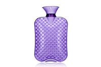 Elonglin 1L Hot Water Bottle Open Top Natural Rubber with Flano Cover Quick Pain Relief and Comfort Sleep Salient Point Purple