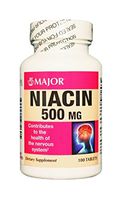 Major Niacin 500MG TABS NIACIN-500 MG White 100 Tablets UPC 309042272605