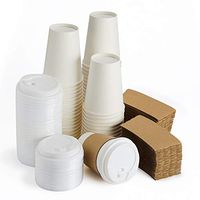 Eslite Hot Paper Coffee Cups with Lids and Sleeves,12 Ounce,50 Count,White